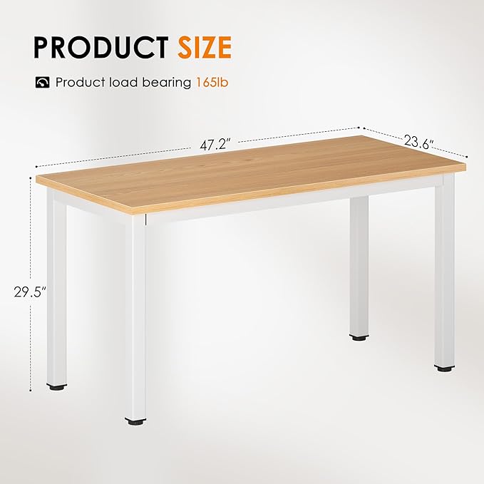 DlandHome 47 inches Medium Computer Desk, Composite Wood Board, Decent and Steady Home Office Desk/Workstation/Table, BS1-120TW Teak and White Legs, 1 Pack - LeafyLoom