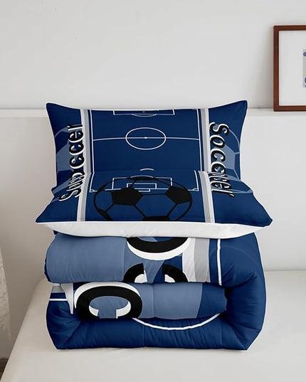Feelyou Kids Soccer Ball Game Comforter Set Twin Size Rugby Sports Bedding Set for Boys Girls Teens Bedroom Decor Football Comforter Football Lover Duvet Set with 1 Pillow Case - LeafyLoom