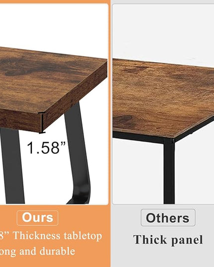 HSH Wooden Coffee Table, Industrial Rectangle Center Table, Modern Minimalist Coffee Table for Living Room, Farmhouse Wood and Metal Cocktail Tea Table for Bedroom Home Office, Rustic Brown, 47 in - LeafyLoom