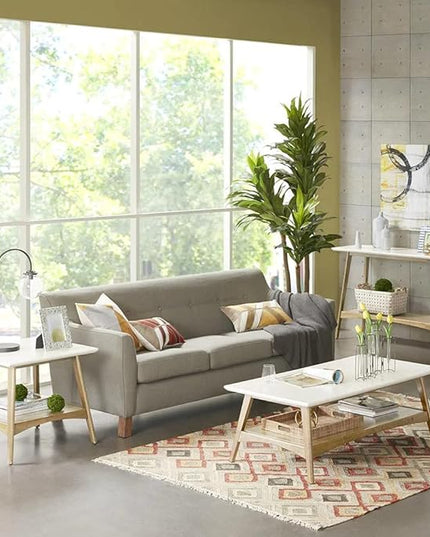 Madison Park Parker Table Modern Mid-Century Accent Living Room Furniture, 48" W x 24" D x 17" H, Off-White/Black - LeafyLoom