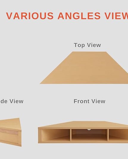 24/7 Shop at Home French 47 inch Modern TV Stand with Storage, Floating Corner Shelf for Wall, Wood Entertainment Center with Shelves for Living Room, Bedroom, Family, Gingko Maple - LeafyLoom