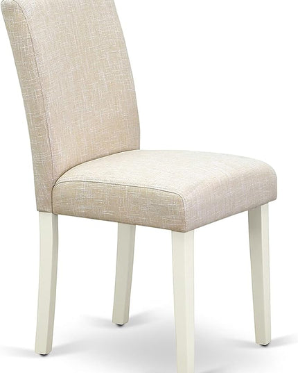East West Furniture 1NDAB3-LWH-02 3 Piece Kitchen Set Contains a Rectangle Room Table with Dropleaf and 2 Light Beige Linen Fabric Parson Dining Chairs, 30x48 Inch - LeafyLoom