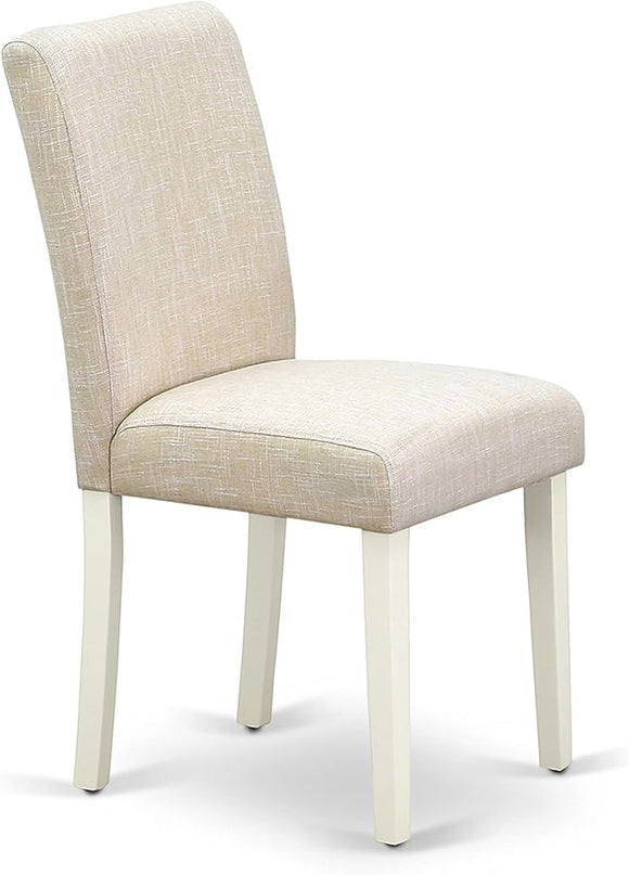 East West Furniture 1NDAB3-LWH-02 3 Piece Kitchen Set Contains a Rectangle Room Table with Dropleaf and 2 Light Beige Linen Fabric Parson Dining Chairs, 30x48 Inch - LeafyLoom
