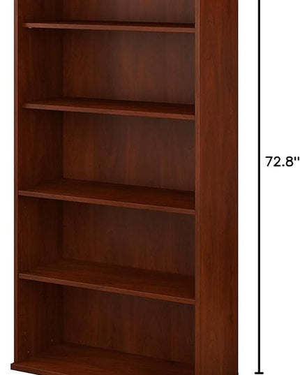 Bush Furniture 136HC-Z Studio C 5-Shelf 73-Inch H Bookcase, Hansen Cherry - LeafyLoom