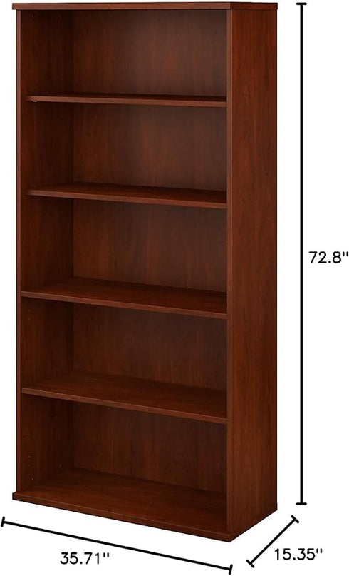 Bush Furniture 136HC-Z Studio C 5-Shelf 73-Inch H Bookcase, Hansen Cherry - LeafyLoom