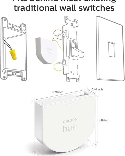 Philips Hue Wall Switch Module, White - 1 Pack - Indoor - Keeps Hue Smart Lights Reachable When Switch is Off - Requires Hue Lights and Hue Bridge PhilipsHue