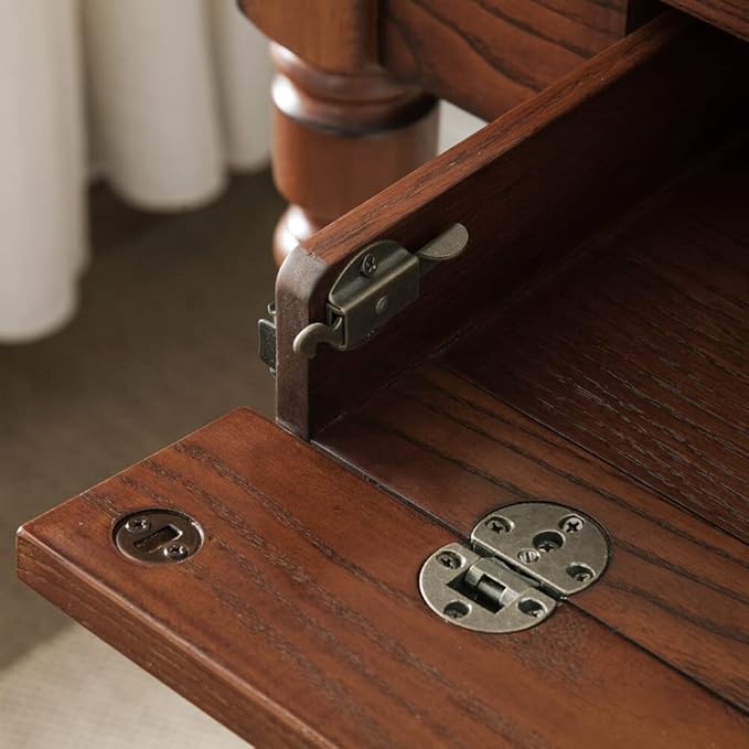 Leick Home SINCE 1910 Farmhouse Oak Turned leg Laptop Desk with Center Drawer, FURNITURE - LeafyLoom