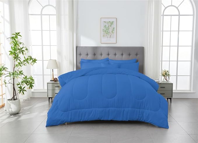 3 Piece Solid Color All Season Bedding Comforter Set Microfiber Soft Lightweight Bedding Set for Kids Teens Adults Room Decor with 1 Comforter and 2 Pillowcases King - LeafyLoom