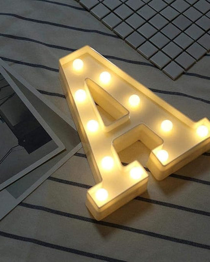 LED Marquee Letter Lights Sign A 26 Alphabet Light Up Letters Sign for Night Light Wedding Birthday Party Battery Powered Christmas Lamp Home Bar Decoration (A) - LeafyLoom