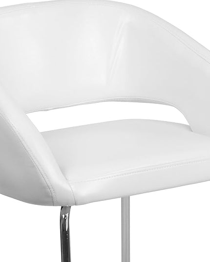 Flash Furniture Fusion Series LeatherSoft Upholstered Side Reception Chair, Retro Padded Lounge Chair for Living Room or Office, White - LeafyLoom