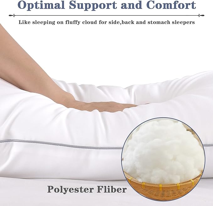 Bed Pillows for Sleeping 2 Pack - Standard Size Cooling Pillows Set of 2 for Side Back and Stomach Sleepers, Down Alternative Filling Luxury Soft Supportive Plush Pillows - LeafyLoom