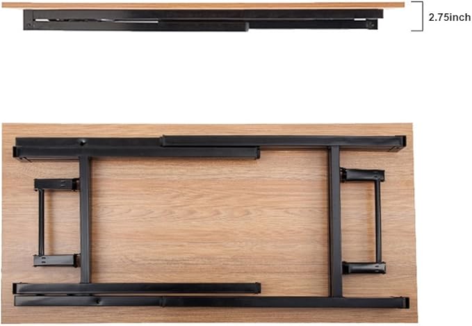 SDHYL 47 inchesNo Assembly Foldable Computer Desk for Home Office Workstation, Study and Writing, Teak Board and White Leg - LeafyLoom