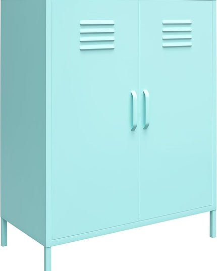 Novogratz Cache 2 Door Metal Locker Storage, Mint Cabinet - LeafyLoom