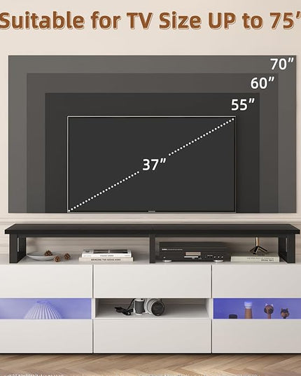 59" Large TV Riser for 32-75 inch TV, TV Riser Stand Shelf with Steel Legs, Tabletop TV Stand Riser for Home Office,Black - LeafyLoom