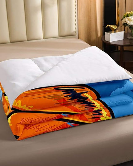 Basketball Twin Size Comforter Set For Boys Kids Sports Games Bedding Set Hand Drawn Graffiti Tie Dye Comforter Basketball Sport Quilt Duvet with 1 Comforter and 1 Pillow Case Colorful Orange Blue - LeafyLoom
