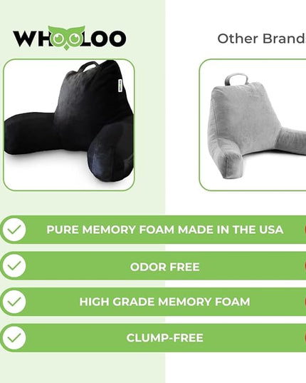 Reading Pillow Sitting Up in Bed Backrest Support Large Adult Back Wedge for Watching TV Bedrest Gerd Heartburn Recovery Snoring Made in The USA 100% Memory Foam w/Removable Washable Cover - LeafyLoom