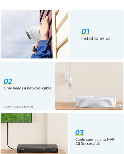 ANNKE 16CH 4K PoE Security Camera System, 12MP H.265+ NVR with 4TB HDD and 8X 4K/8MP IP Wired Cams, AI Human Vehicle Detection, Spotlight Color Night Vision, Built-in Mic, Compatible with Alexa ANNKE