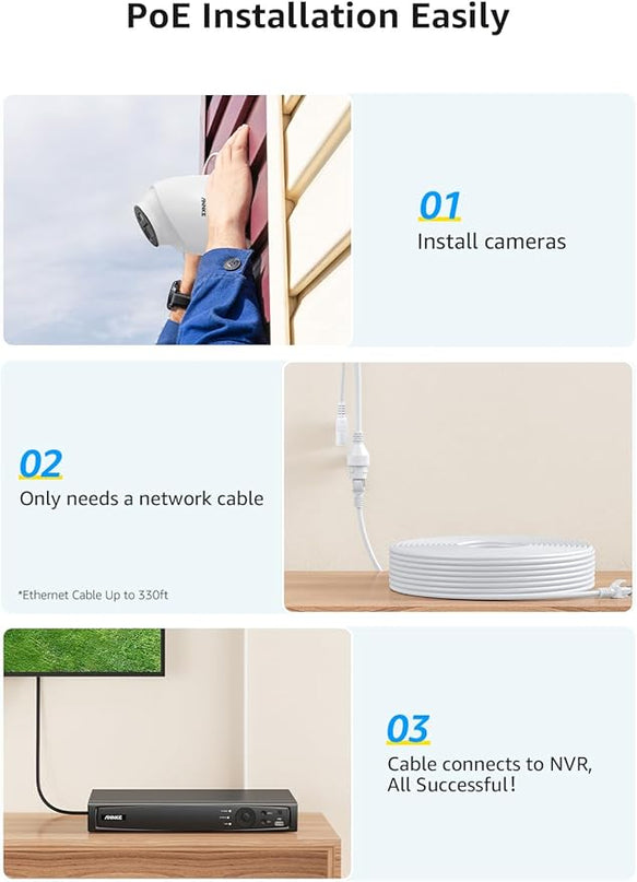 ANNKE 16CH 4K PoE Security Camera System, 12MP H.265+ NVR with 4TB HDD and 8X 4K/8MP IP Wired Cams, AI Human Vehicle Detection, Spotlight Color Night Vision, Built-in Mic, Compatible with Alexa ANNKE