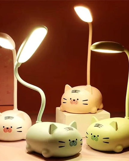 Kids Lamp, Cute LED Desk Lamp for Kids, Mini Animal Night Light, USB Rechargeable Flexible Cartoon Lamp Eye-Care Lighting for Bedroom (Tiger G, Green) - LeafyLoom
