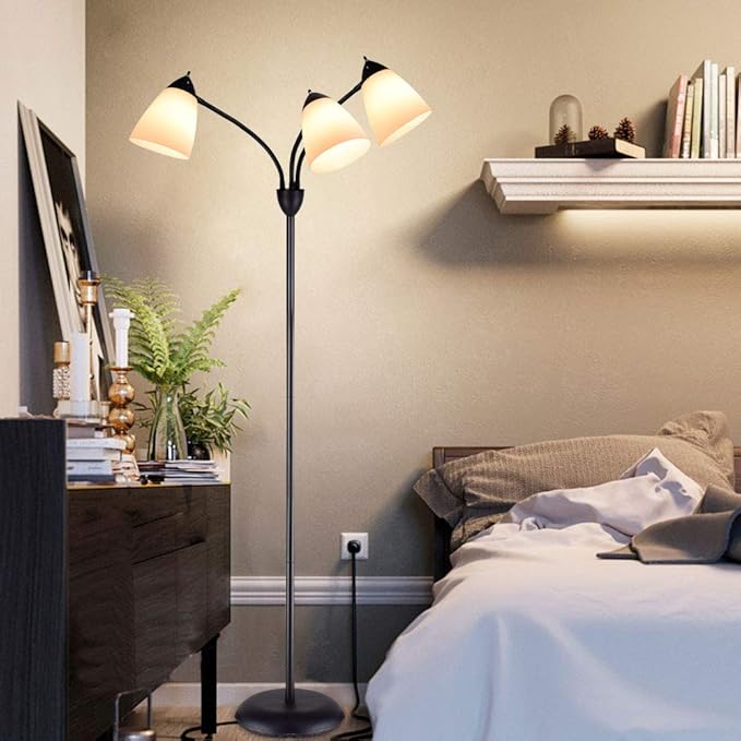 DINGLILIGHTING Floor Lamp Modern for Living: Flexible Gooseneck Floor Lamps Standing for Bedroom Home Office - Tall Floor Lights - LeafyLoom