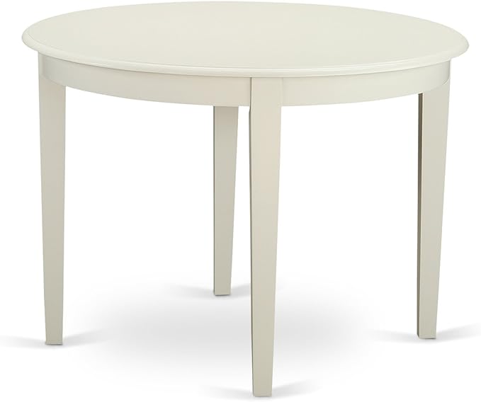 East West Furniture BOGA5-WHI-35 Boston 5 Piece Kitchen Set for 4 Includes a Round Room Table and 4 Doeskin Fabric Parsons Dining Chairs, Linen White, 42x42 Inch - LeafyLoom