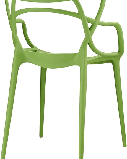 Modway Entangled Modern Molded Plastic Kitchen and Dining Room Arm Chair in Green - Fully Assembled - LeafyLoom