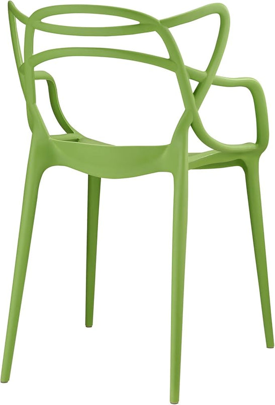 Modway Entangled Modern Molded Plastic Kitchen and Dining Room Arm Chair in Green - Fully Assembled - LeafyLoom