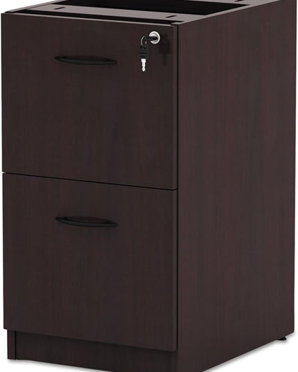 Alera Alera Valencia Series Full Pedestal File, Left Or Right, 2 Legal/Letter-Size File Drawers, Mahogany, 15.63" X 20.5" X 28.5" - LeafyLoom