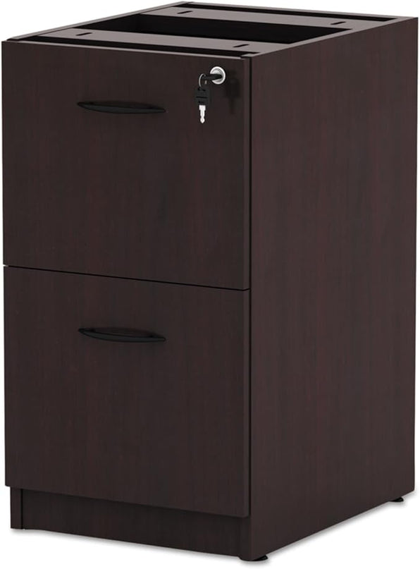 Alera Alera Valencia Series Full Pedestal File, Left Or Right, 2 Legal/Letter-Size File Drawers, Mahogany, 15.63" X 20.5" X 28.5" - LeafyLoom