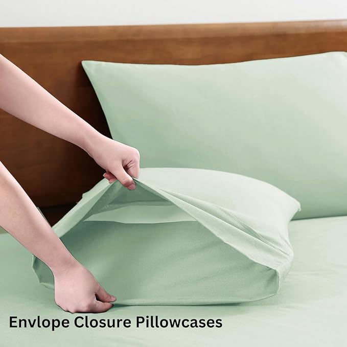 LANE LINEN 100% Organic Cotton Sheets King Size - 4Pc Bed sheets king size, Soft & Breathable King Size Cotton Sheets Set, Percale Sheet & Pillowcase Sets, King deep pocket Sheets Set - Cool Blue - LeafyLoom