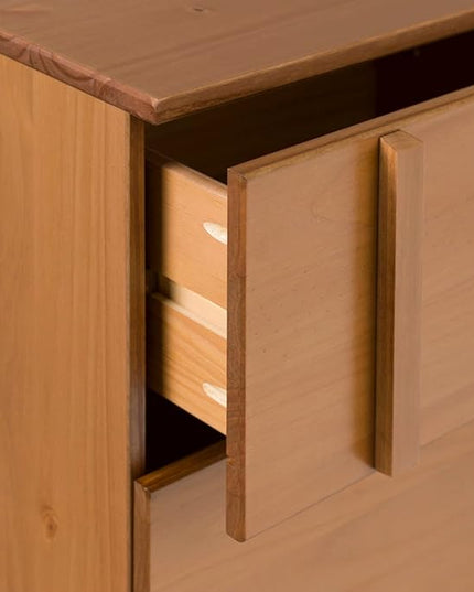 Walker Edison Sprague Contemporary Detailed Drawer Solid Wood Nightstand, 20 Inch, Caramel - LeafyLoom