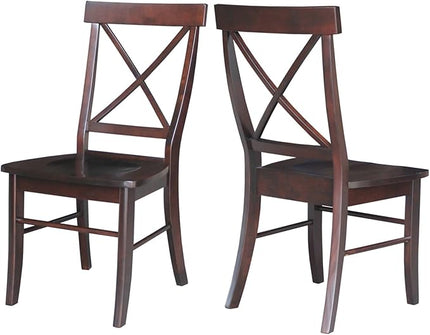 International Concepts X- Back Chair, with Solid Wood Seat, Java - LeafyLoom