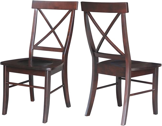 International Concepts X- Back Chair, with Solid Wood Seat, Java - LeafyLoom