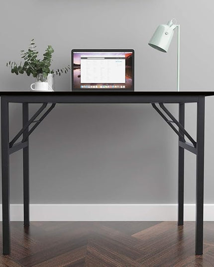 SogesGame 39.4 inches Computer Desk for Small Space Small Folding Table Small Writing Desk Compact Desk Foldable Desk No Install Needed,Black,LP-AC5BB-100 - LeafyLoom