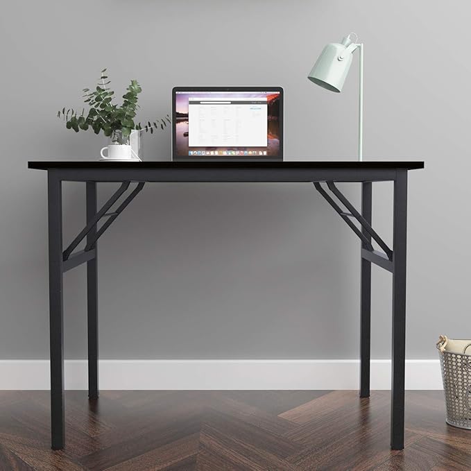 SogesGame 39.4 inches Computer Desk for Small Space Small Folding Table Small Writing Desk Compact Desk Foldable Desk No Install Needed,Black,LP-AC5BB-100 - LeafyLoom