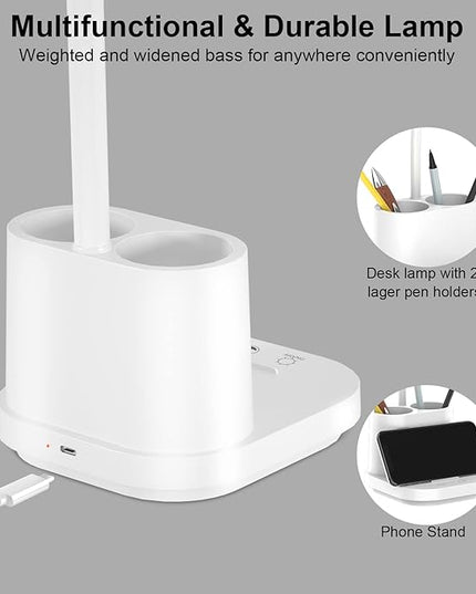 DEEPLITE Desk Lamp,Battery Operated Desk Lamps for Home Office, Rechargeable Desk Study Light for Dorm, 800 Lm, 3 Lighting Modes, CordlessTable Lamp with Pen Holder, Eye-Caring Reading Lamp. - LeafyLoom