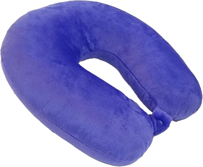 Adult Cozy Soft Microfiber Neck Pillow, Compact, Perfect for Plane or Car Travel, Purple - LeafyLoom