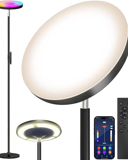 Keepsmile Double Side Lighting Led Floor Lamp with Remote Smart App 36W/2600LM Bright Tall Standing RGB Floor Lamp Angle Multicolor Dimmable Modern Floor Lamps for Livingroom Bedroom Office - LeafyLoom