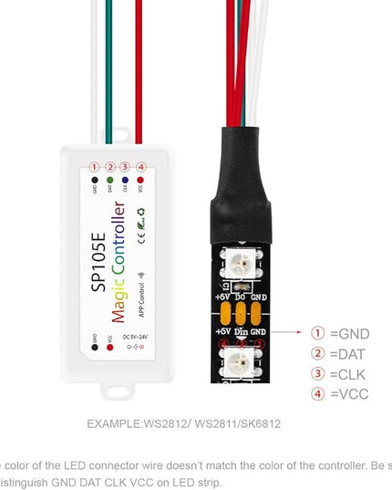 BTF-LIGHTING Wireless Bluetooth Controller SP105E iOS/Android APP for WS2811 WS2812B WS2815 WS2813 WS2801 SK6812 WS2815 SK9822 APA102 etc LED Strip Pixel Fairy String Module Panel Light BTF-LIGHTING