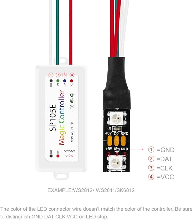 BTF-LIGHTING Wireless Bluetooth Controller SP105E iOS/Android APP for WS2811 WS2812B WS2815 WS2813 WS2801 SK6812 WS2815 SK9822 APA102 etc LED Strip Pixel Fairy String Module Panel Light BTF-LIGHTING