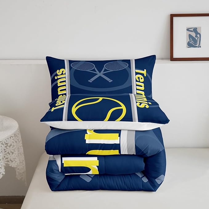 Feelyou Kids Tennis Comforter Set King Size Tennis Sports Bedding Set for Boys Girls Teens Bedroom Decor Tennis Gaming Comforter Women Men Tennis Lovers Duvet Set with 2 Pillow Case - LeafyLoom