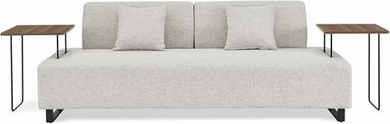 Morden Linen Upholstered 3 Seat Sofa Couch with Two End Tables and 2 Pillows, Free Transformation Removable Back and Armrests for Living Room, 86.25", Beige-395 - LeafyLoom