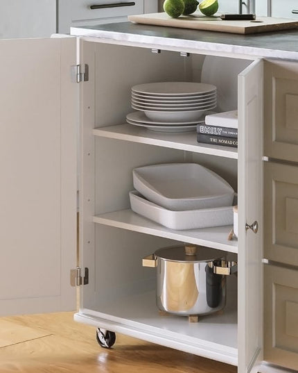 Homestyles Kitchen Cart with Stainless Steel Metal Top Rolling Mobile Kitchen Island with Storage and Towel Rack 54 Inch Width Off White - LeafyLoom