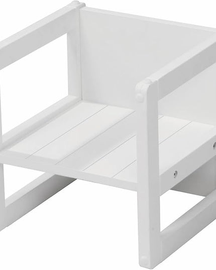 Roba: Country-Farmhouse Chair: White Wood - Chic Children’s Chair, Adjustable Seat Height, Converts Into A Table, Toddler & Kids, Ages 2+ - LeafyLoom