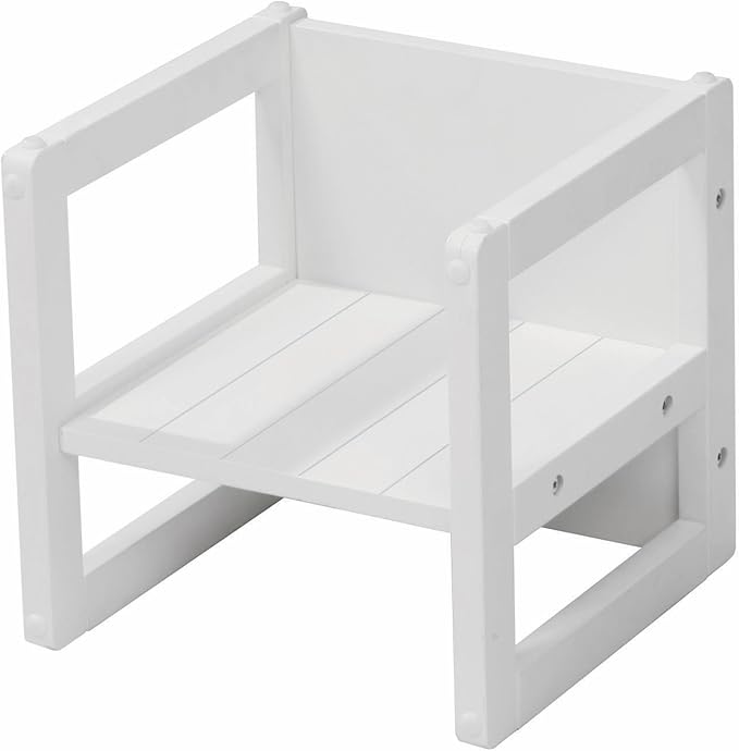 Roba: Country-Farmhouse Chair: White Wood - Chic Children’s Chair, Adjustable Seat Height, Converts Into A Table, Toddler & Kids, Ages 2+ - LeafyLoom