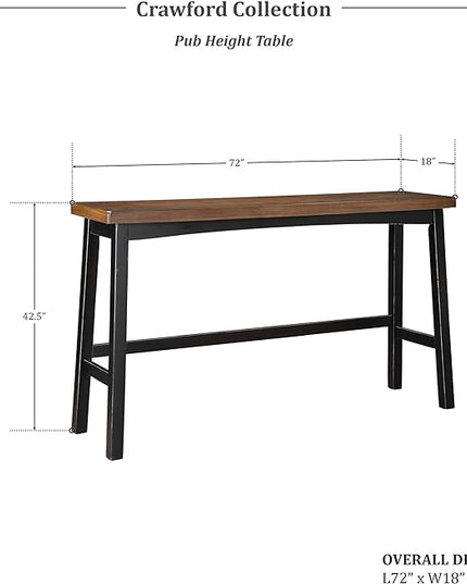 Lexicon Bar Table Set for 3, Small Kitchen table set Kitchen Island Table with 3 Saddle Bar Stools, 4 Piece Dining Table Set for Breakfast Nook, Living Room, Apartment, Pub Height, Black/Brown - LeafyLoom