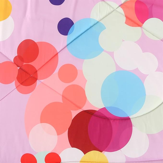 ENCOFT Pink Comforter Set Queen for Girls and Boys, Premium 3 Piece Colorful Bubbles Bedding Set Color, Comfortable and Breathable for Teens and Adults, 1 Comforter and 2 Pillowcases - LeafyLoom