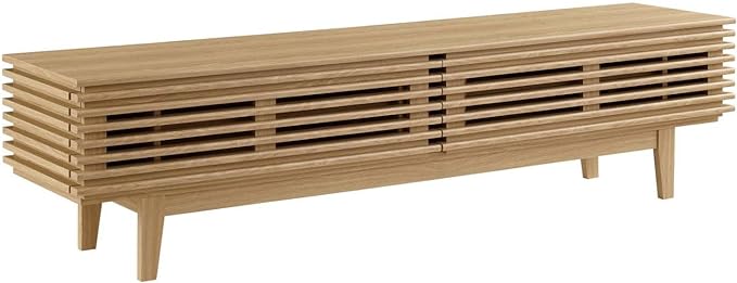 Modway Render Mid-Century Modern Low Profile 71 Inch TV Stand in Oak, 71" - LeafyLoom