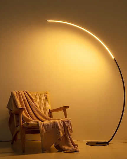 NUÜR Arc Floor Lamp, 67" Tall Black Gold LED Modern Standing Floor Lamp with Remote Control, Arched Bright Floor Lamps for Living Room Bedroom Office Home (Black) - LeafyLoom