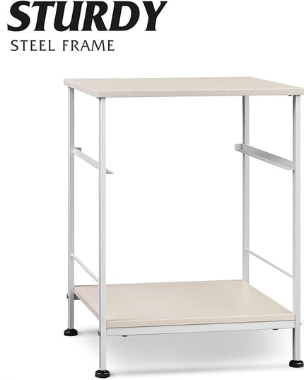 WLIVE Nightstand, End Table with Fabric Storage Drawer and Open Wood Shelf, Bedside Furniture with Steel Frame, Side Table for Bedroom, Dorm, Easy Assembly, Light Grey - LeafyLoom